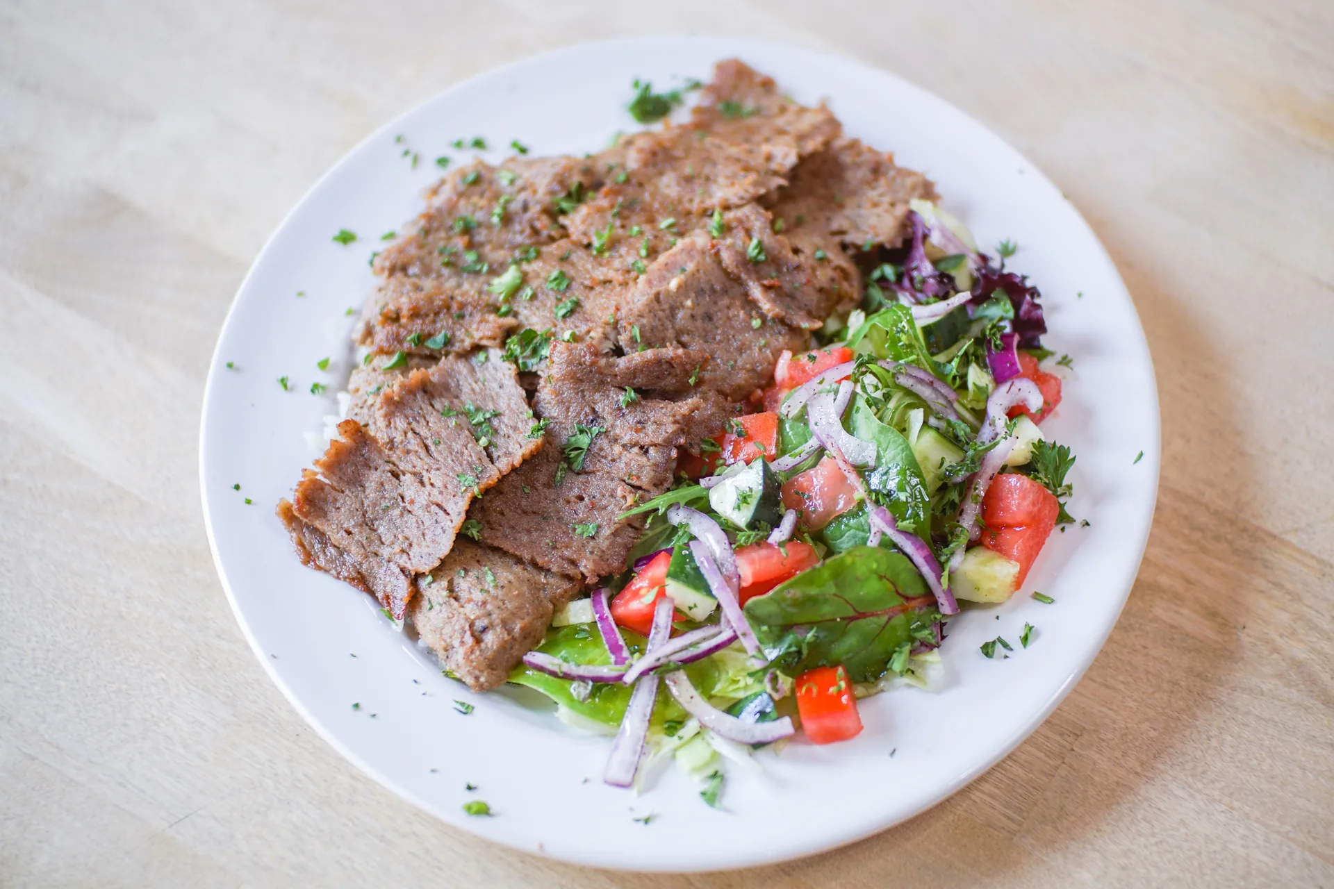 Beef gyro platter at Mio's Grill & Cafe