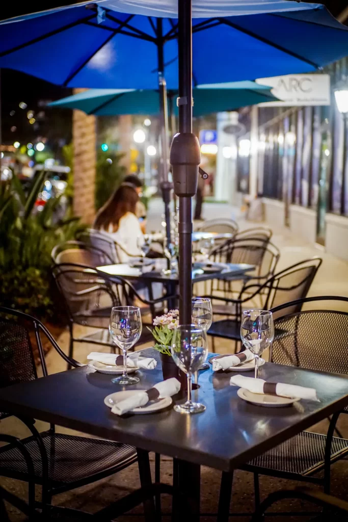 Outdoor patio seating at Mio's Grill & Cafe in St. Petersburg