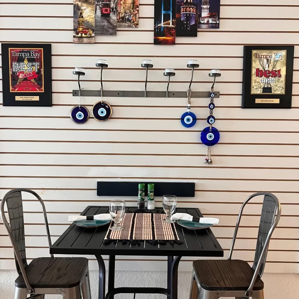 Table setting at Mio's Grill & Cafe on Sand Key, Clearwater